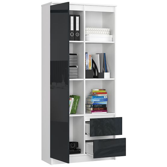 OFFICE SHELF R 80 cm CLP R11 WHITE / GRAPHITE GLOSS