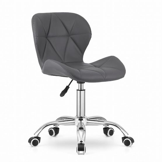 Office Swivel Chair with Wide Backrest Eco-Leather Chrome Gray