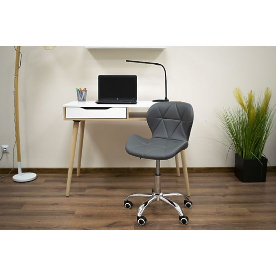 Office Swivel Chair with Wide Backrest Eco-Leather Chrome Gray