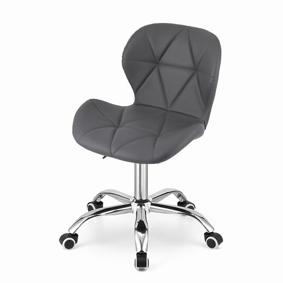 Office Swivel Chair with Wide Backrest Eco-Leather Chrome Gray