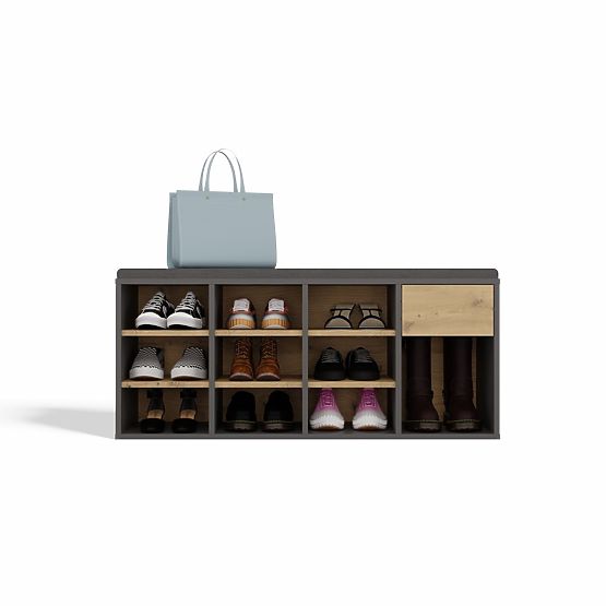 Open Shoe Cabinet TALLIN ANTHRACITE OAK ARTISAN for Hallway