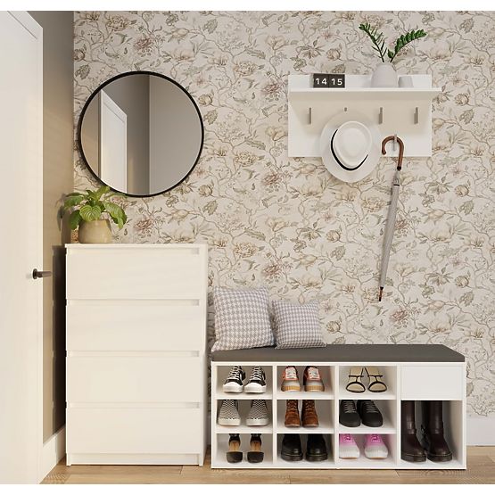 Open Shoe Cabinet TALLIN WHITE for Hallway