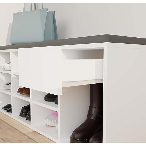 Open Shoe Cabinet TALLIN WHITE for Hallway