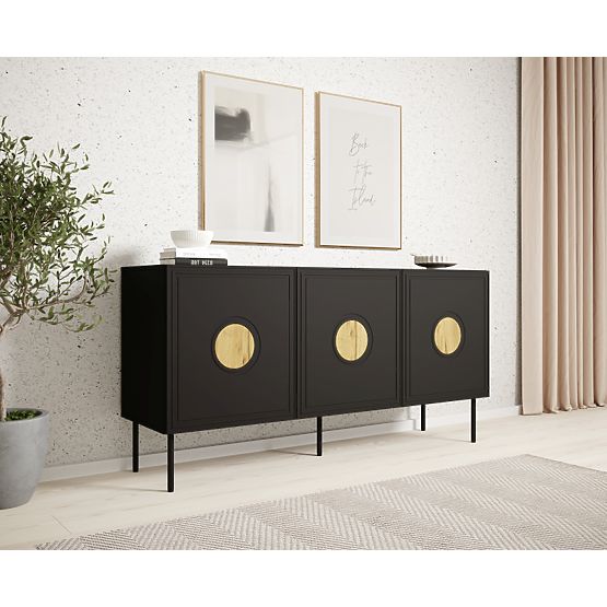 PALAZZO 150 Sideboard (4D) Black Matte/Craft Oak