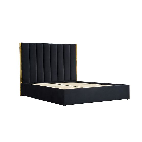 Upholstered bed with high headboard PALLAZO black - 160x200 cm