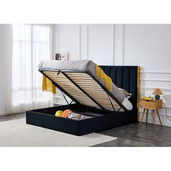 Upholstered bed with high headboard PALLAZO black - 160x200 cm