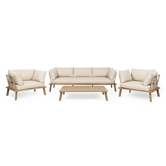 Penne Garden Furniture Set, Eucalyptus Wood FSC, Aluminum, Beige