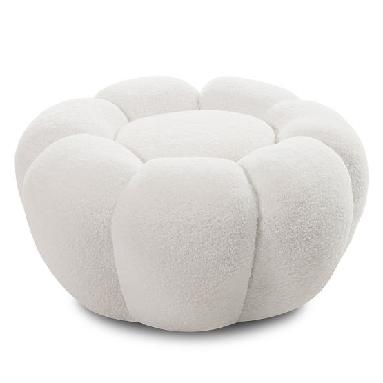 Perugia Pouf, White, Boucle, Rounded Shapes