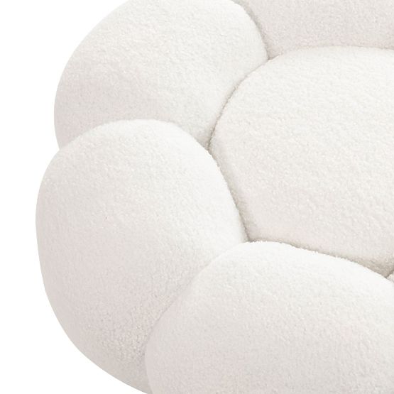Perugia Pouf, White, Boucle, Rounded Shapes