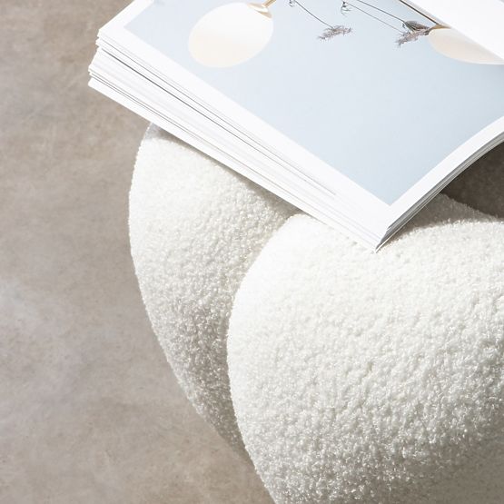 Perugia Pouf, White, Boucle, Rounded Shapes