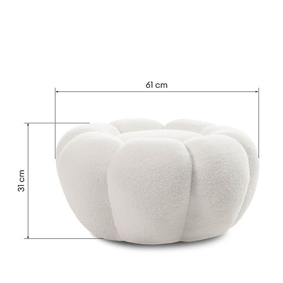 Perugia Pouf, White, Boucle, Rounded Shapes