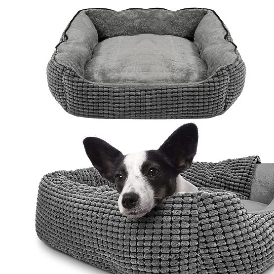 Pet bed with blanket M - gray