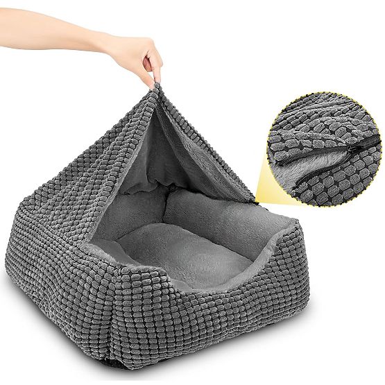Pet bed with blanket S - gray