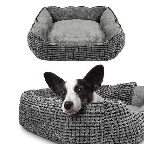 Pet bed with blanket S - gray
