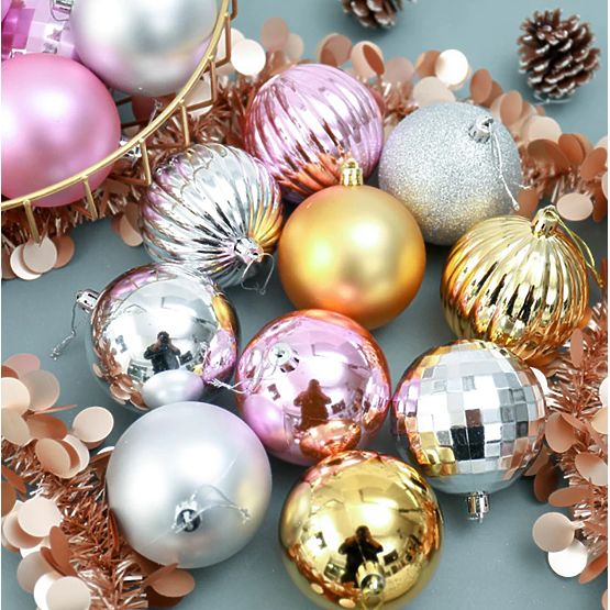 PINK CHRISTMAS BALLS 34 PCS SYSD1688-026