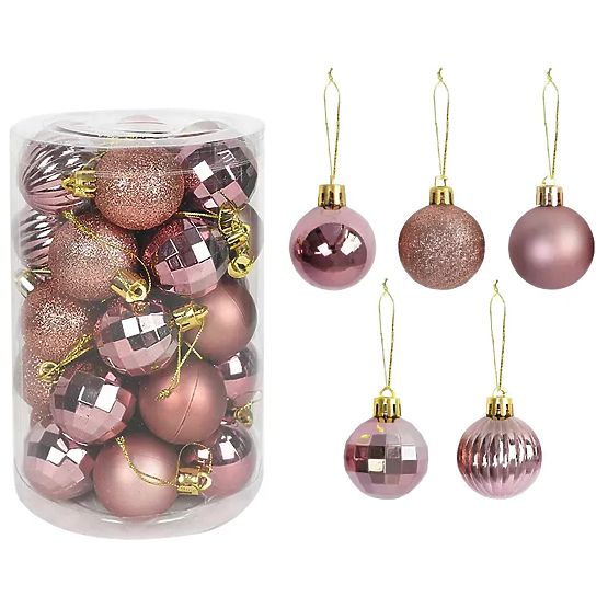 PINK CHRISTMAS BALLS 34 PCS SYSD1688-026