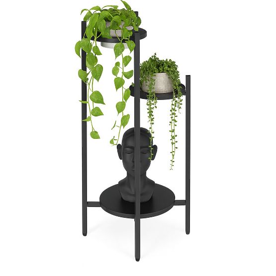 Plant Stand, Flower Stand, Decoration, 3 Levels, Black, ModernHome