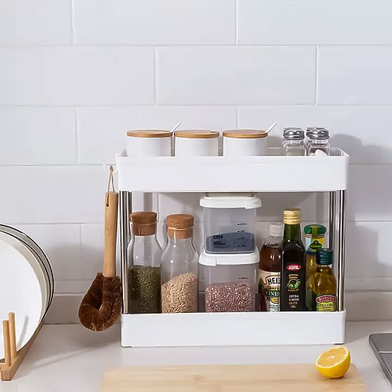 Plastic Bathroom Shelf with 4 Shelves and Wheels