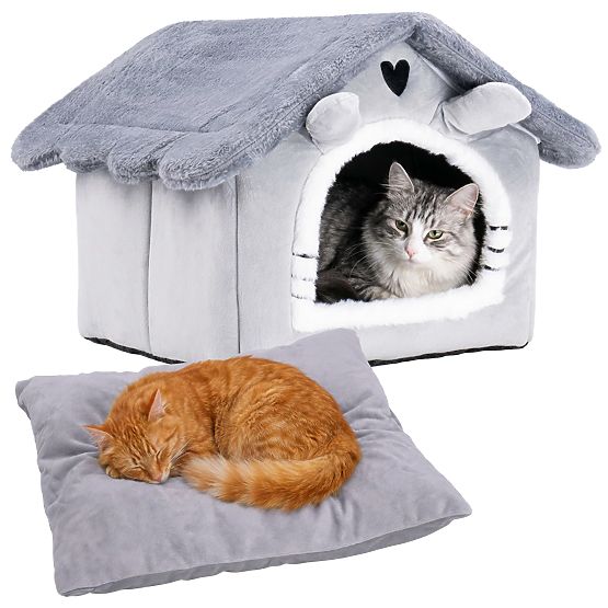 Plush Cat House JASPER Grey