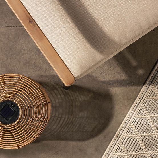 Porticello Garden Furniture Set, Aluminum, FSC Acacia Wood, Teak Look, Beige/Black