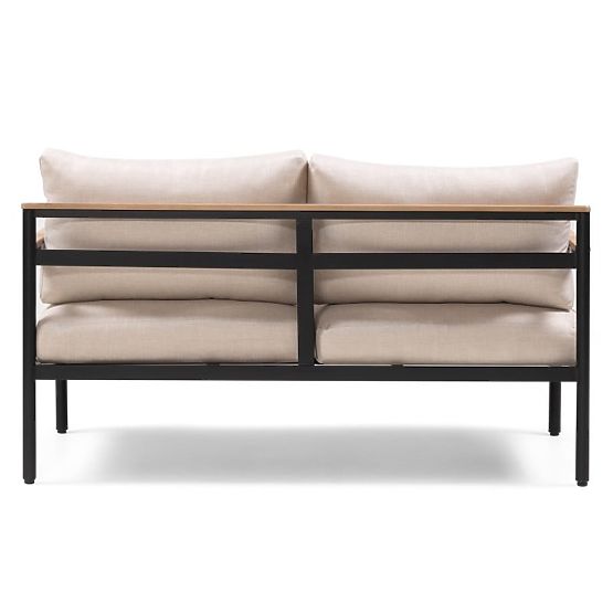 Porticello Garden Furniture Set, Aluminum, FSC Acacia Wood, Teak Look, Beige/Black