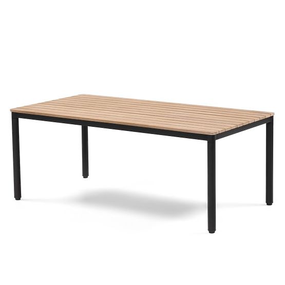 Porticello Garden Furniture Set, Aluminum, FSC Acacia Wood, Teak Look, Beige/Black