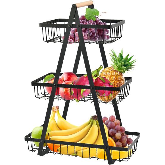 PULOS 3-Tier Black Fruit Basket