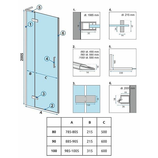 Rea Hugo 100 Brushed Copper Shower Doors