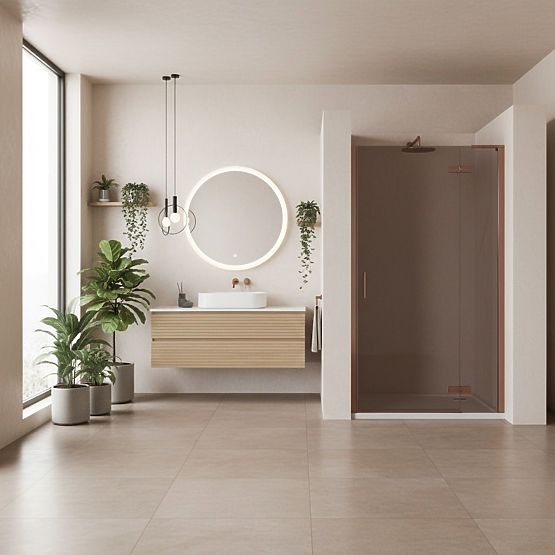 Rea Hugo 80 Brushed Copper Shower Doors