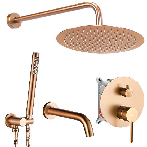 Rea Lungo Concealed Bath and Shower Set Brushed Copper