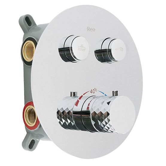 Recessed Shower Set with Thermostat Rea Lungo Diamond Chrome+ BOX