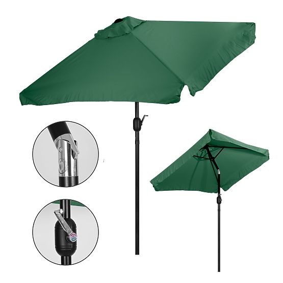 Rectangular Large Garden Tilt Parasol with Green Crank 200 x 140 cm