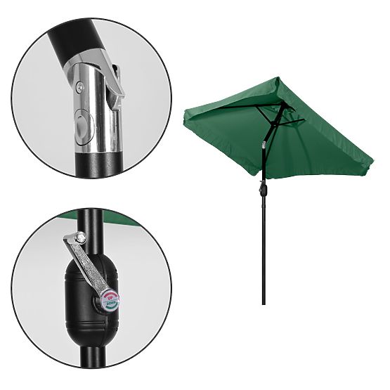 Rectangular Large Garden Tilt Parasol with Green Crank 200 x 140 cm