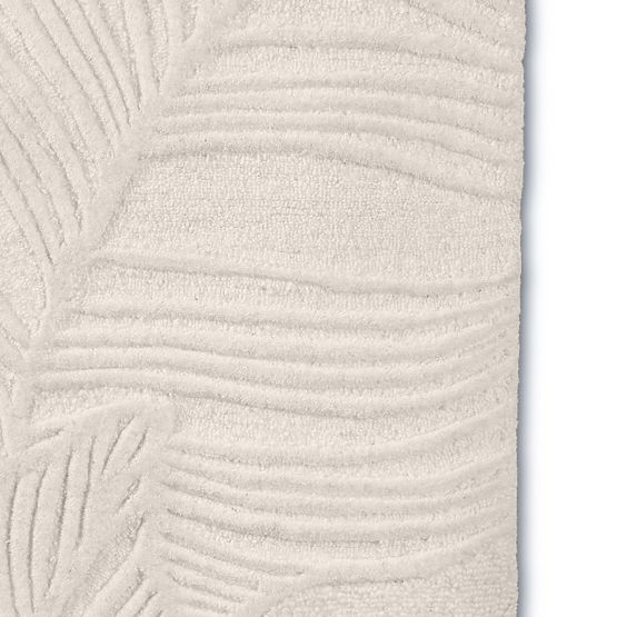 Rectangular Mona Tufted Wool Rug, Cream, Leaves