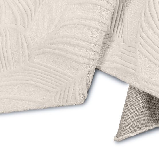 Rectangular Mona Tufted Wool Rug, Cream, Leaves