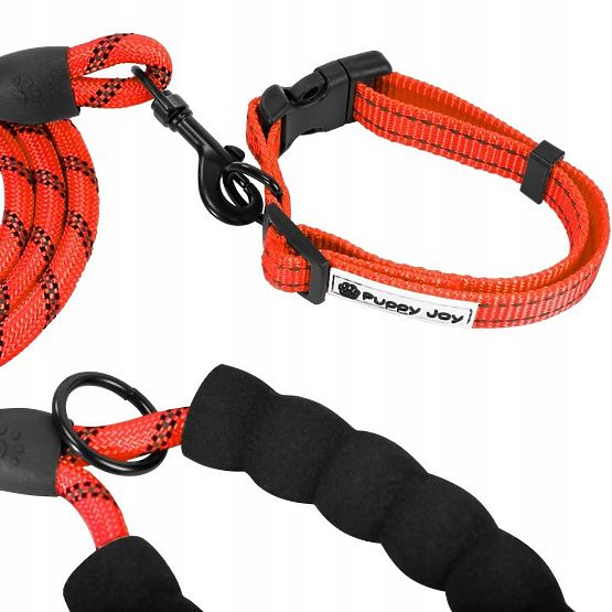Reflective Dog Leash and Collar PJ-035 Red