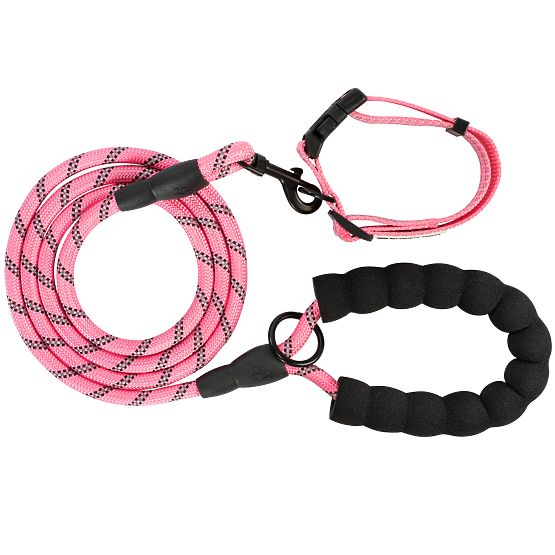Reflective Dog Leash and Collar PJ-036 Pink