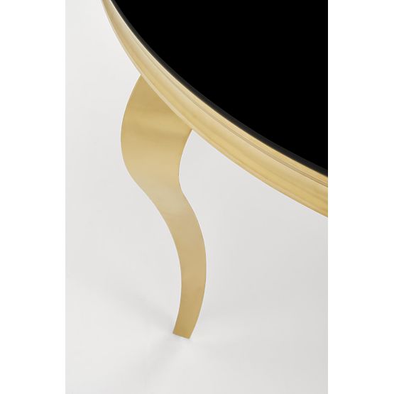 REGINALD_2 Round Table Top - Black Glass, Legs - Gold