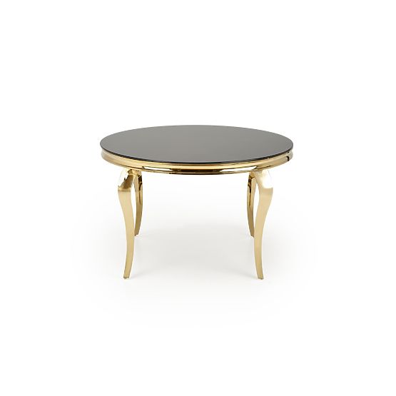 REGINALD_2 Round Table Top - Black Glass, Legs - Gold