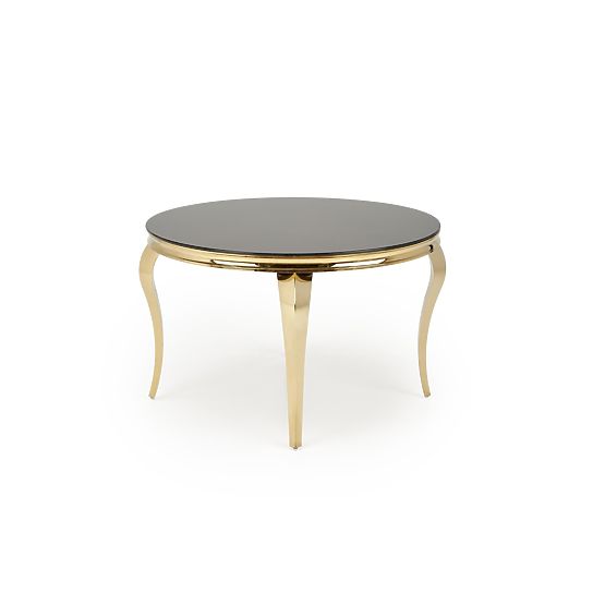 REGINALD_2 Round Table Top - Black Glass, Legs - Gold