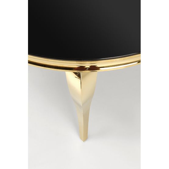 REGINALD_2 Round Table Top - Black Glass, Legs - Gold