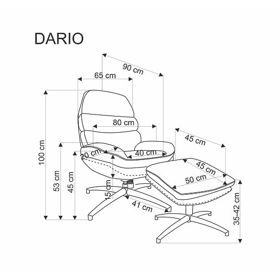 Relaxation Chair DARIO with Footrest and Rocking Function, Blue (1p=1pc)