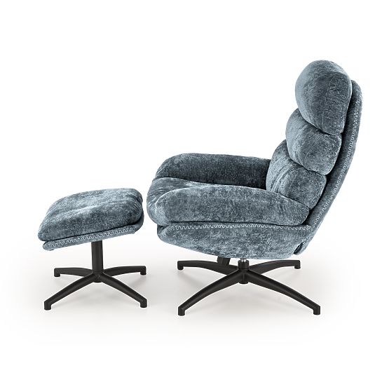 Relaxation Chair DARIO with Footrest and Rocking Function, Blue (1p=1pc)