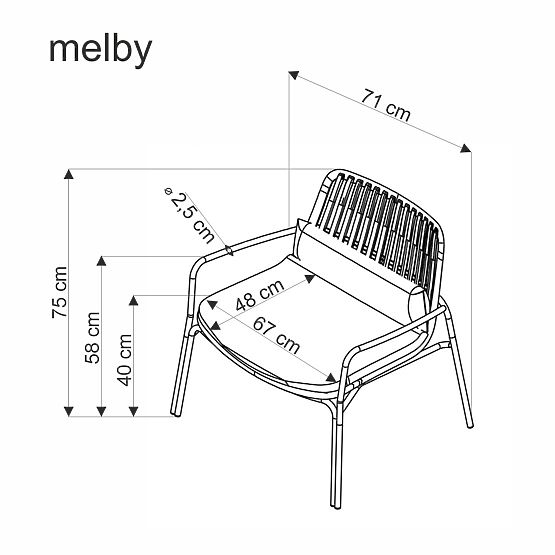 Relaxation Chair MELBY, Frame - White, Upholstery - Gray (2p=6pcs)
