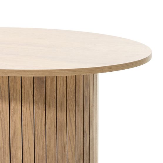 Remigio Coffee Table 80 cm, Round with Slats, Oak
