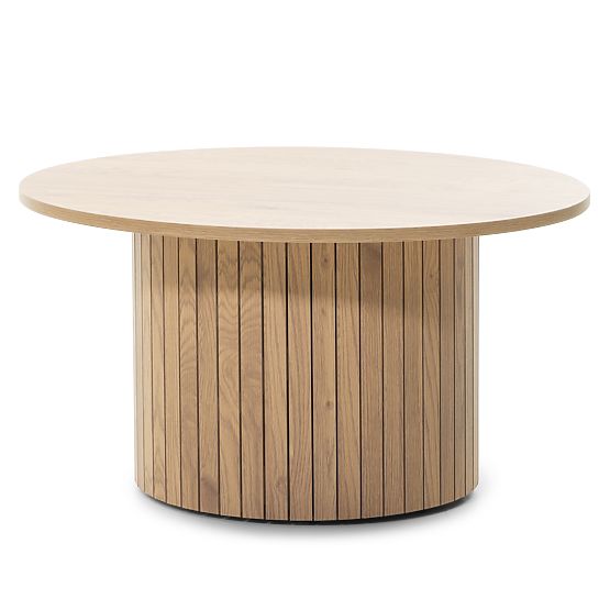 Remigio Coffee Table 80 cm, Round with Slats, Oak