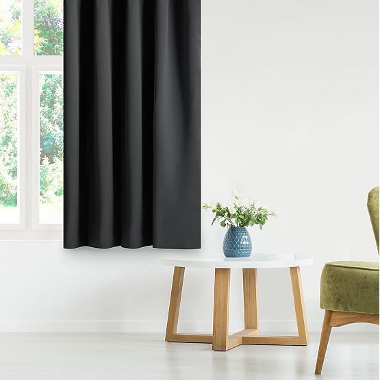 RESTILO BLACKOUT Curtain Black Classic Style Sash Tape Material Blackout 140x245