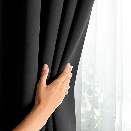 RESTILO BLACKOUT Curtain Black Classic Style Sash Tape Material Blackout 140x245
