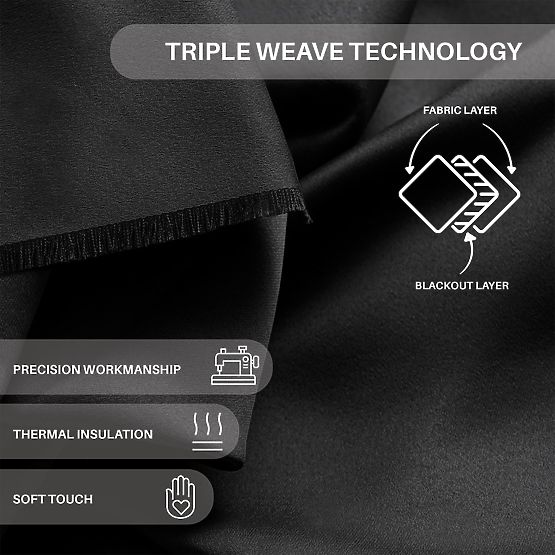 RESTILO BLACKOUT Curtain Black Classic Style Sash Tape Material Blackout 140x245