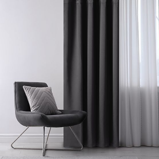 RESTILO BLACKOUT Curtain Black Color, Tieback, Classic Style, Silver Eyelets, Material B